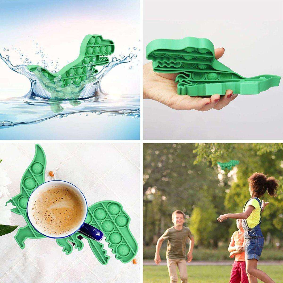 Kidst fidget sensory toy set green dinosaur popper for stress relief and focus