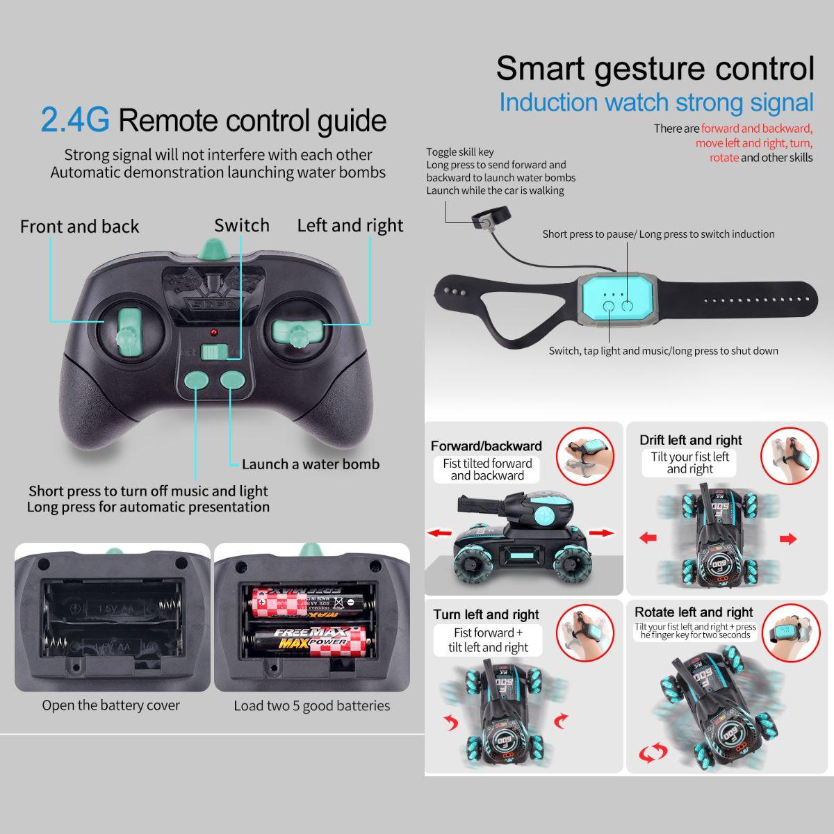 Kidst RC Tank Toy Gesture - Controlled All - Terrain Remote Control Car for Kids Remote Control Toys