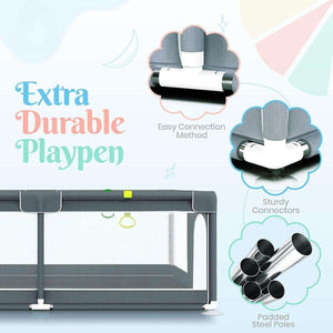 Toddly Explorer Max durable baby playpen with easy connection, sturdy connectors, and padded steel poles
