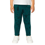 Feather & Fawn Dymples Baby Stretch Cotton Leggings | Lilac Floral & Green Forest Print