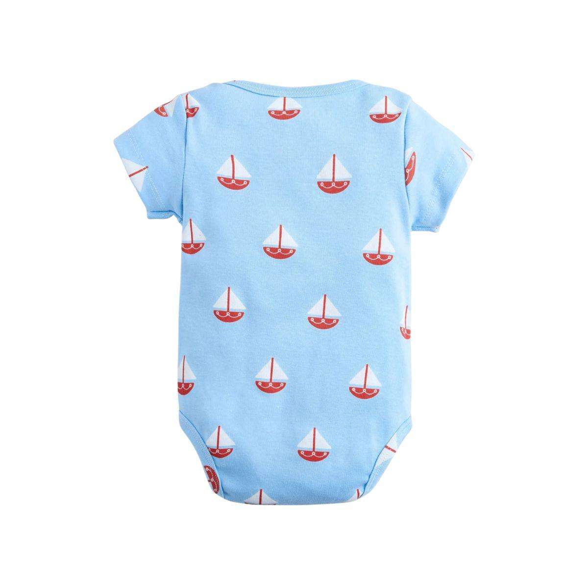 Feather & Fawn Hopscotch short sleeve baby bodysuit with nautical prints