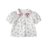 Feather & Fawn vintage floral cotton baby tunic with puff sleeves
