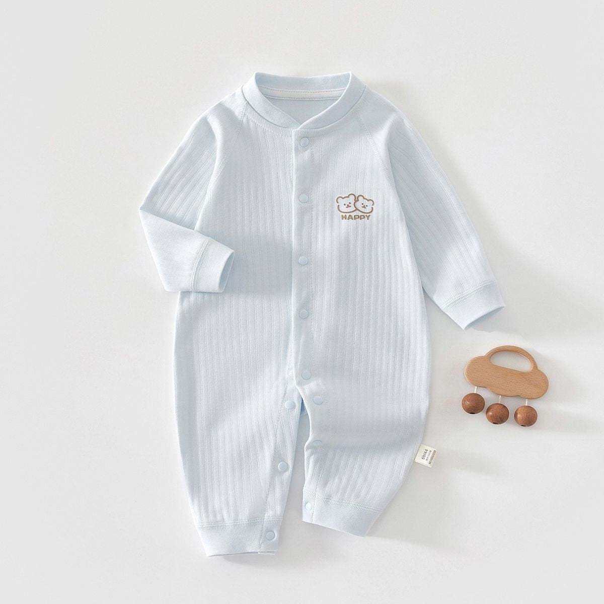 Feather & Fawn all-season cotton baby romper with full front snaps