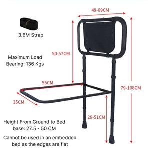 MaterniCare RiseEase adjustable bed rails for elderly with padded handle and storage pockets