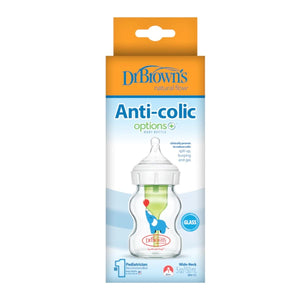 Dr. Brown's150 mL Glass Wide Neck Options+ Baby Bottle, Elephant, 1 - PackBaby Bottle - Babies Mart Australia