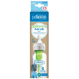 Dr. Brown'sDr Brown's Options+ Anti Colic Narrow Neck GLASS Bottle with Level 1 Teat, 120ml & 250mlBaby Bottle - Babies Mart Australia