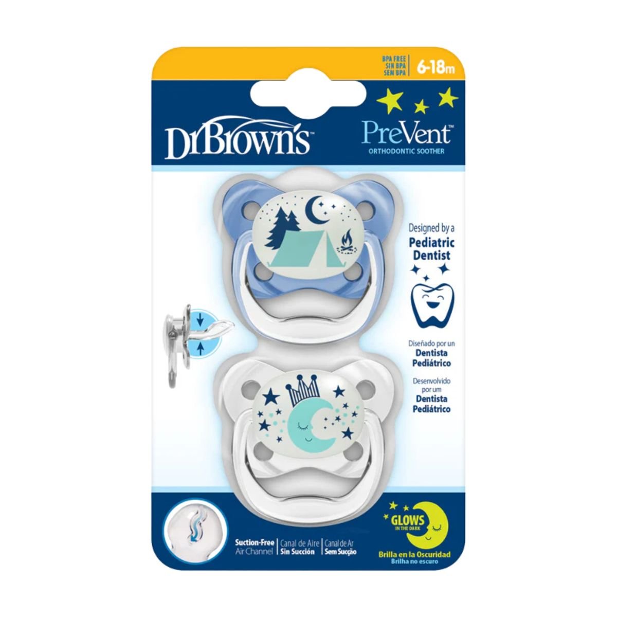 Dr. Brown'sDr Brown's PreVent Glow in the Dark Butterfly Shield SootherPacifiers - Babies Mart Australia