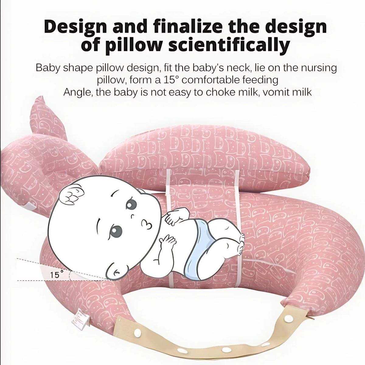 MaterniCare Embrace breastfeeding pillow with over-the-shoulder strap and waist belt