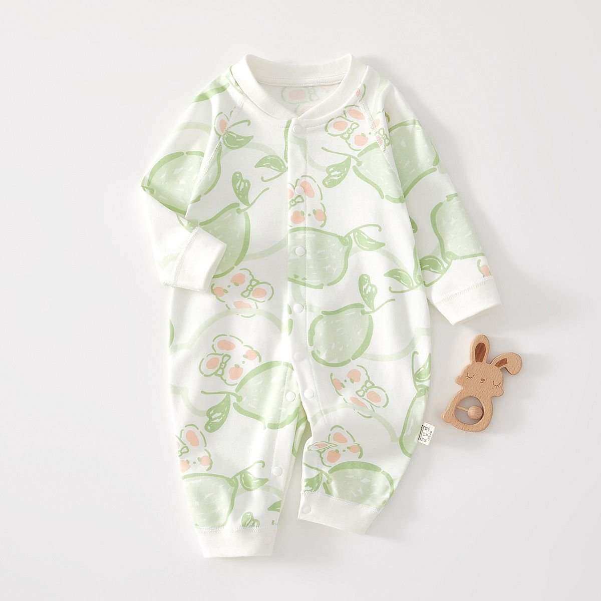Feather & Fawn all-season cotton baby romper with full front snaps