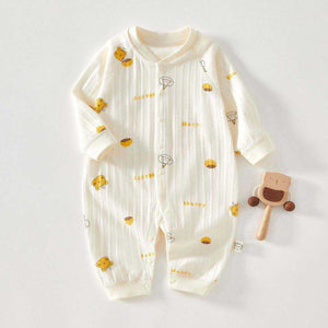 Feather & Fawn all-season baby romper in cotton with full front snaps