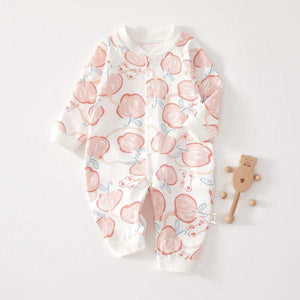 Feather & Fawn all-season baby romper in cotton with full front snaps