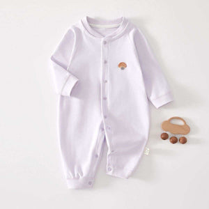 Feather & Fawn all-season baby romper in cotton with full front snaps