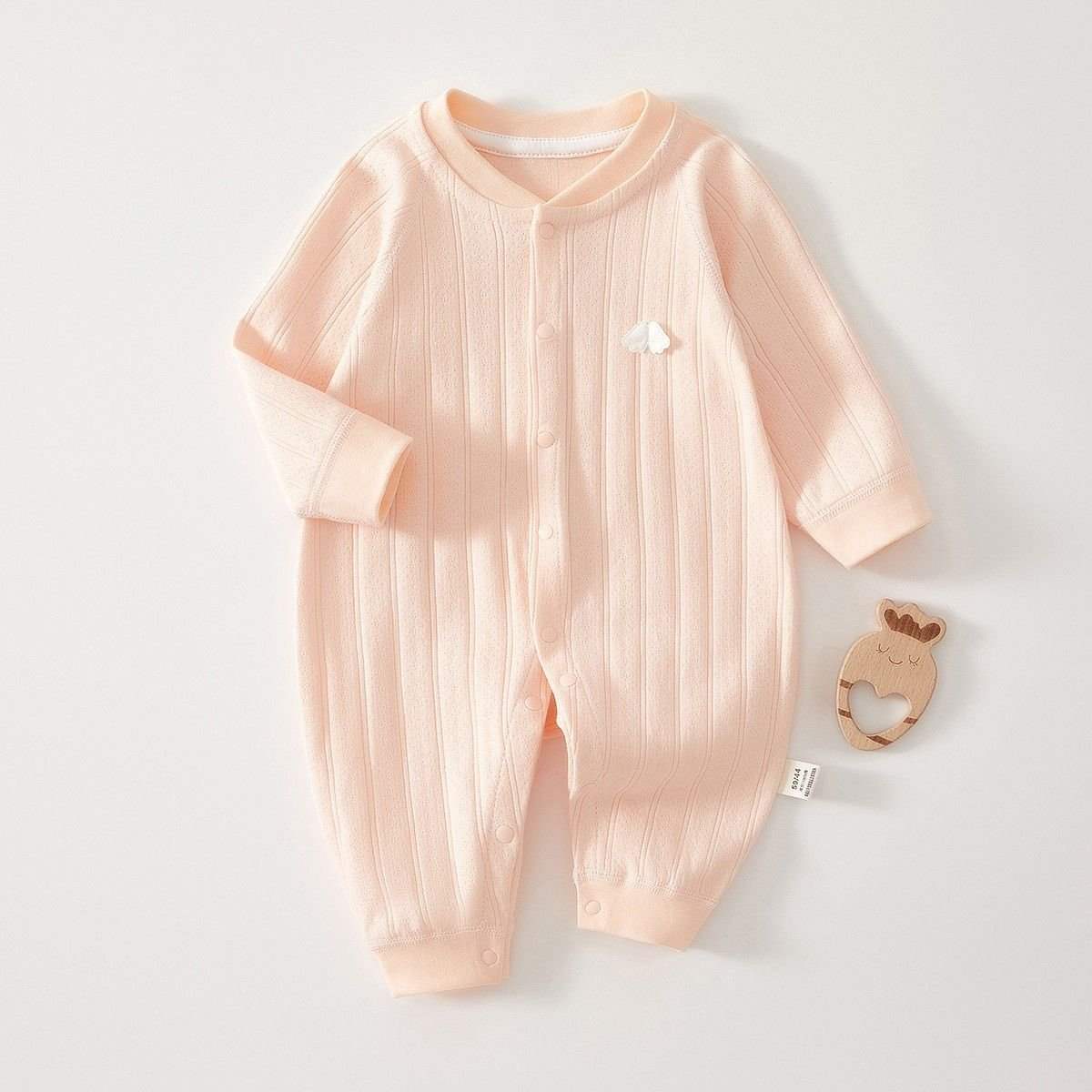 Feather & Fawn all-season cotton baby romper with full front snaps