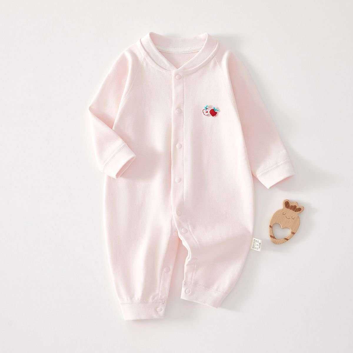 Feather & Fawn all-season cotton baby romper with full front snaps
