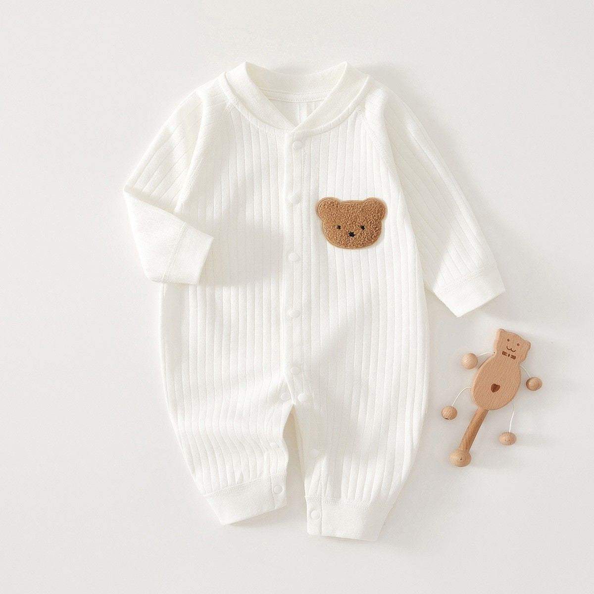 Feather & Fawn all-season cotton baby romper with full front snaps