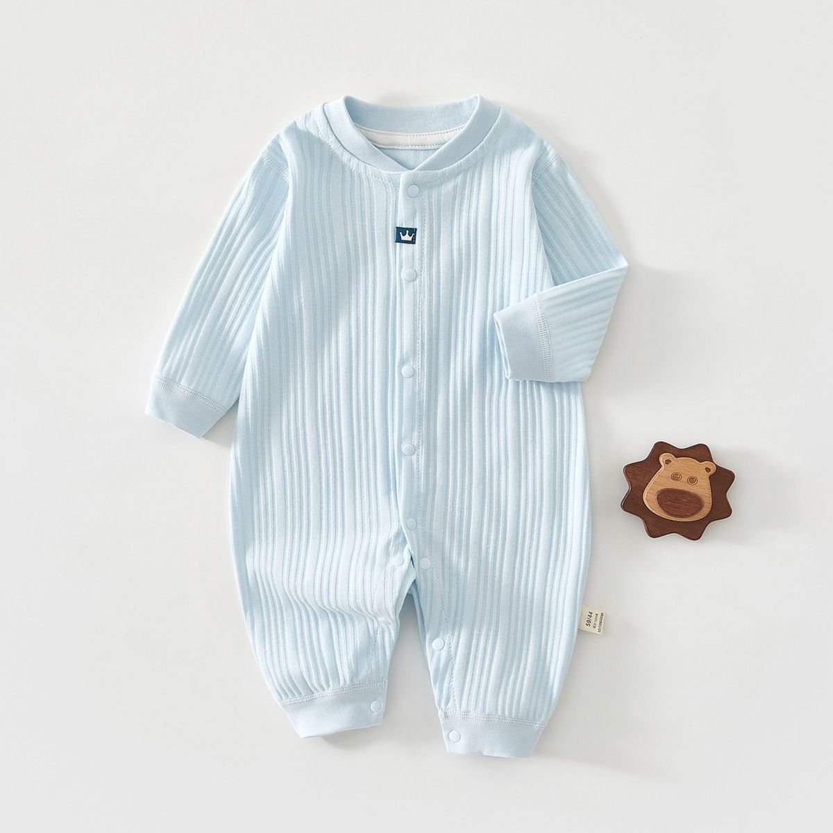 Feather & Fawn all-season cotton baby romper with full front snaps