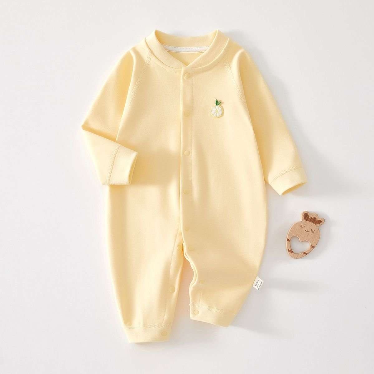 Feather & Fawn all-season cotton baby romper with full front snaps