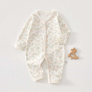 Feather & Fawn all-season cotton baby romper with full front snaps