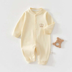 Feather and Fawn all-season baby romper in cotton with full front snaps