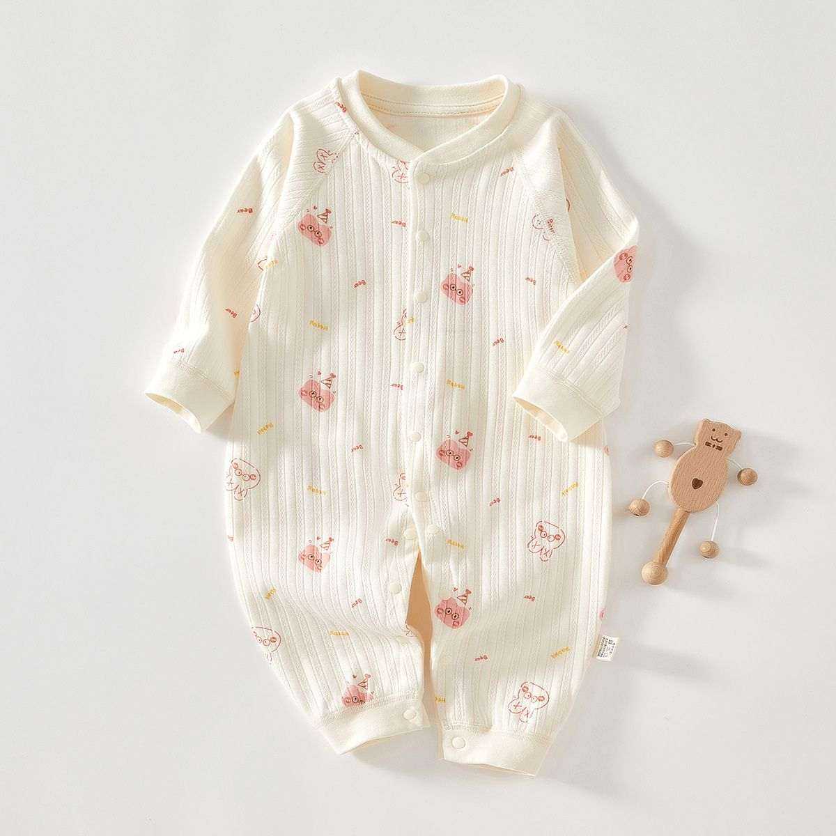 Feather & Fawn all-season cotton baby romper with full front snaps