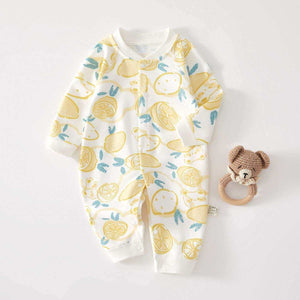 Feather & Fawn all-season baby romper in cotton with full front snaps