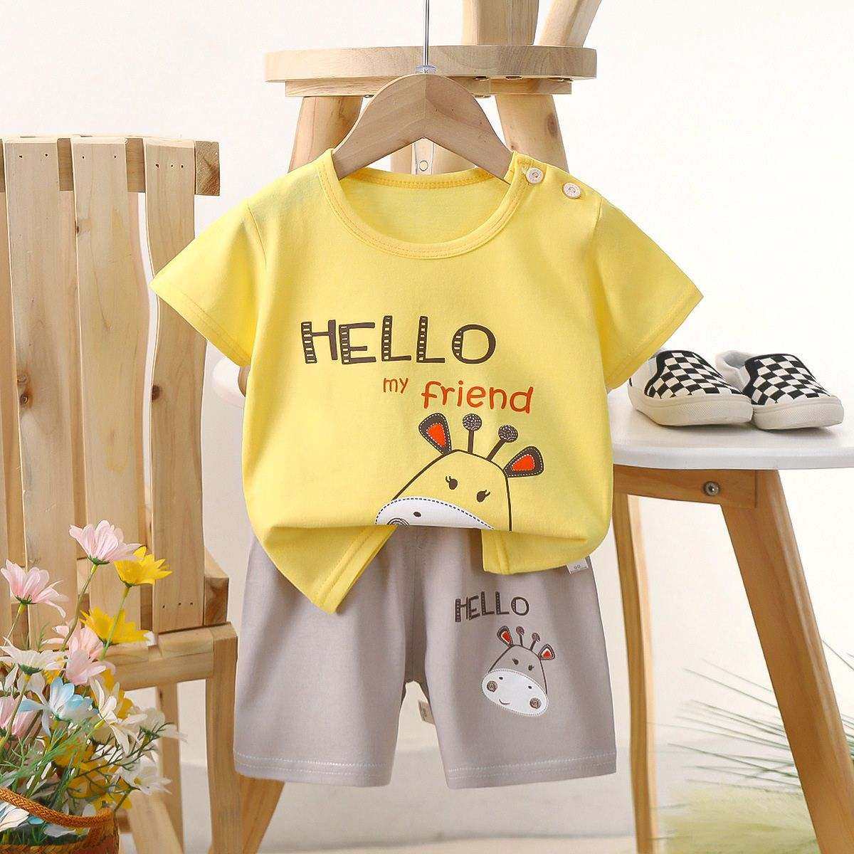 Feather & Fawn BreezePlay baby clothes tee and shorts set with snaps