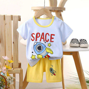 Feather & Fawn BreezePlay baby tee and shorts set with character print