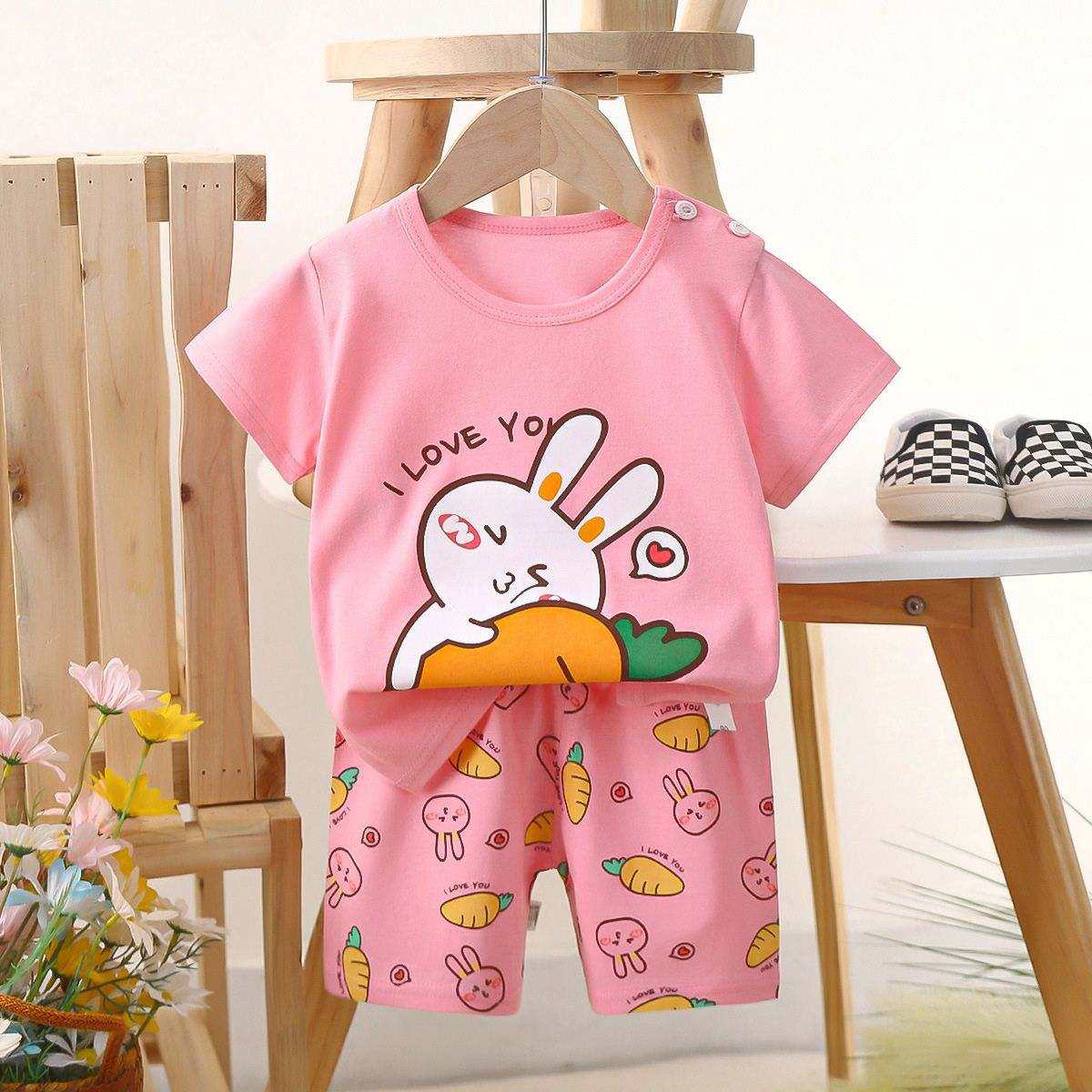 Feather & Fawn BreezePlay baby tee and shorts set in colorful print