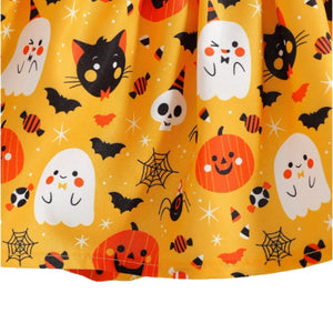 Feather & Fawn Baby Girl “My 1st Halloween” 4 - Piece Outfit Set | Romper, Tutu Skirt, Bow Headband & Leg Warmers Halloween