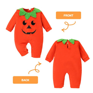 Feather & Fawn Baby Pumpkin 3 - Piece Set | Long Sleeve Romper, Hat & Pants Halloween