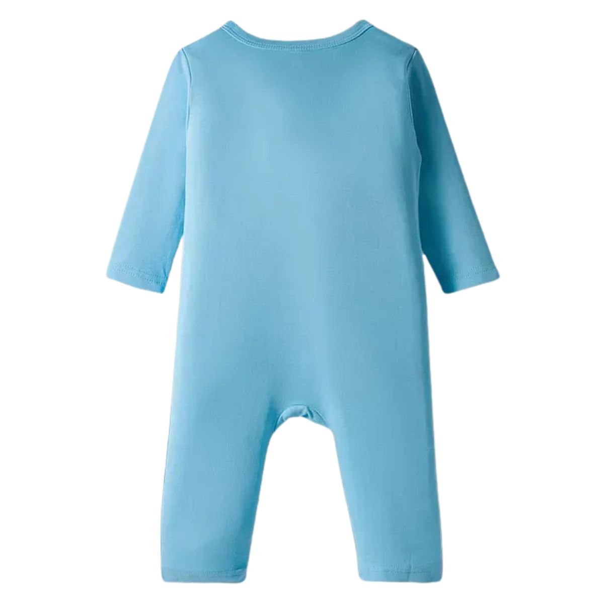 Feather & Fawn Babyhug Cotton Interlock Front - Open Romper | Animal Safari Print / Light Blue Giraffe Baby Clothes