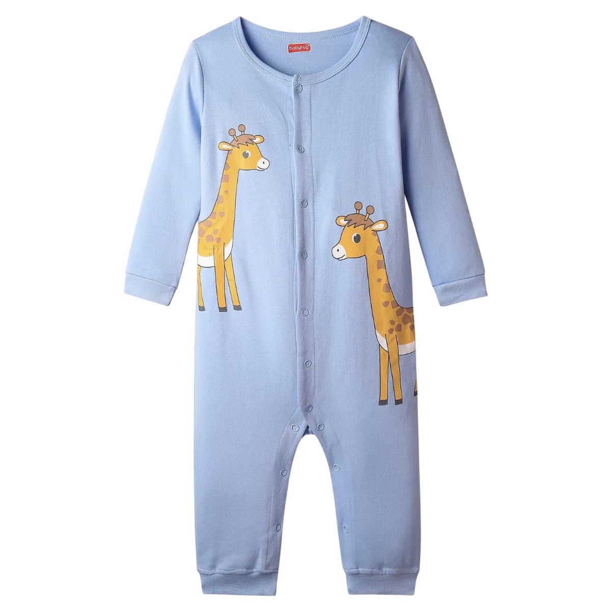 Feather & Fawn Babyhug Cotton Knit Full - Sleeve Giraffe Romper Baby Clothes
