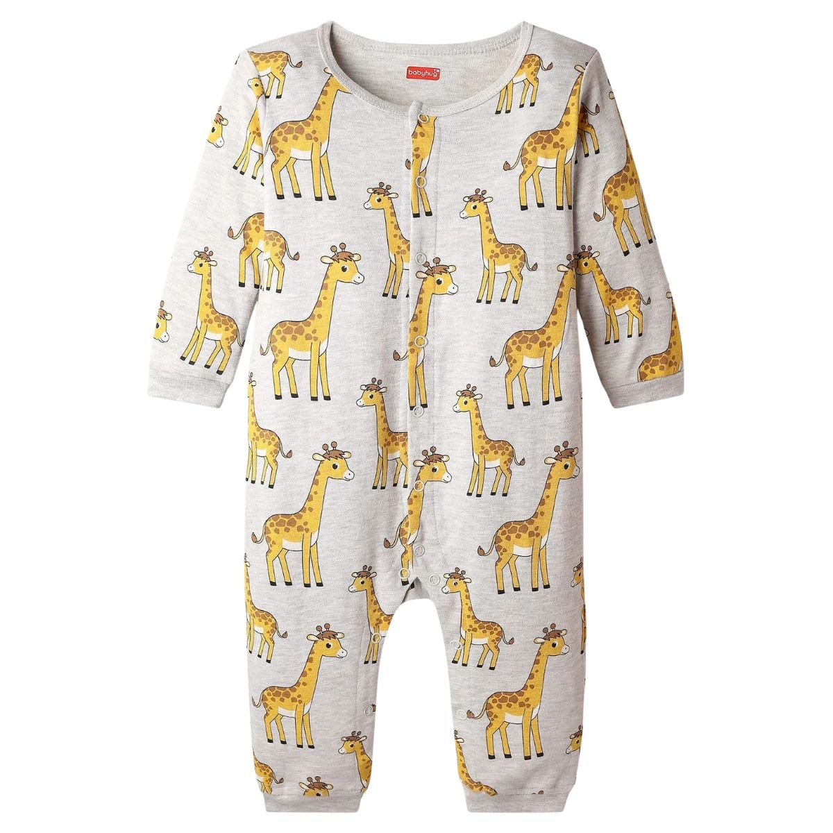 Feather & Fawn Babyhug Cotton Knit Full - Sleeve Giraffe Romper Baby Clothes