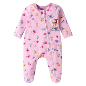 Feather & Fawn Babyhug Disney Cotton Knit Footed Sleepsuit | Princess Edition Baby Clothes