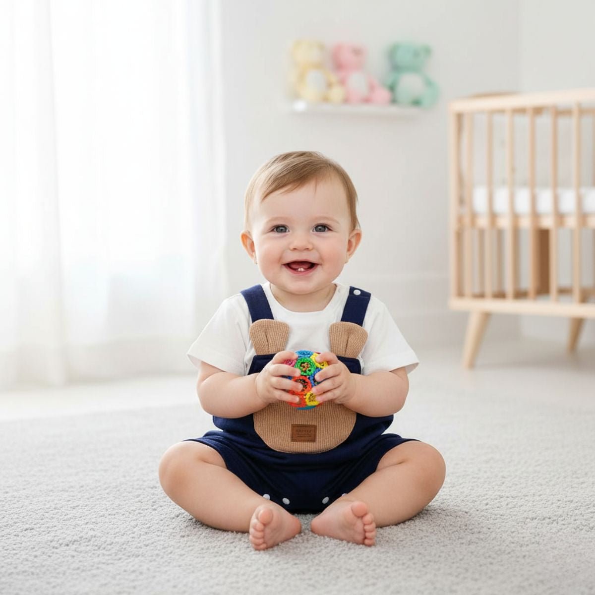 Feather & Fawn Bear Pocket Navy Romper Baby Clothes