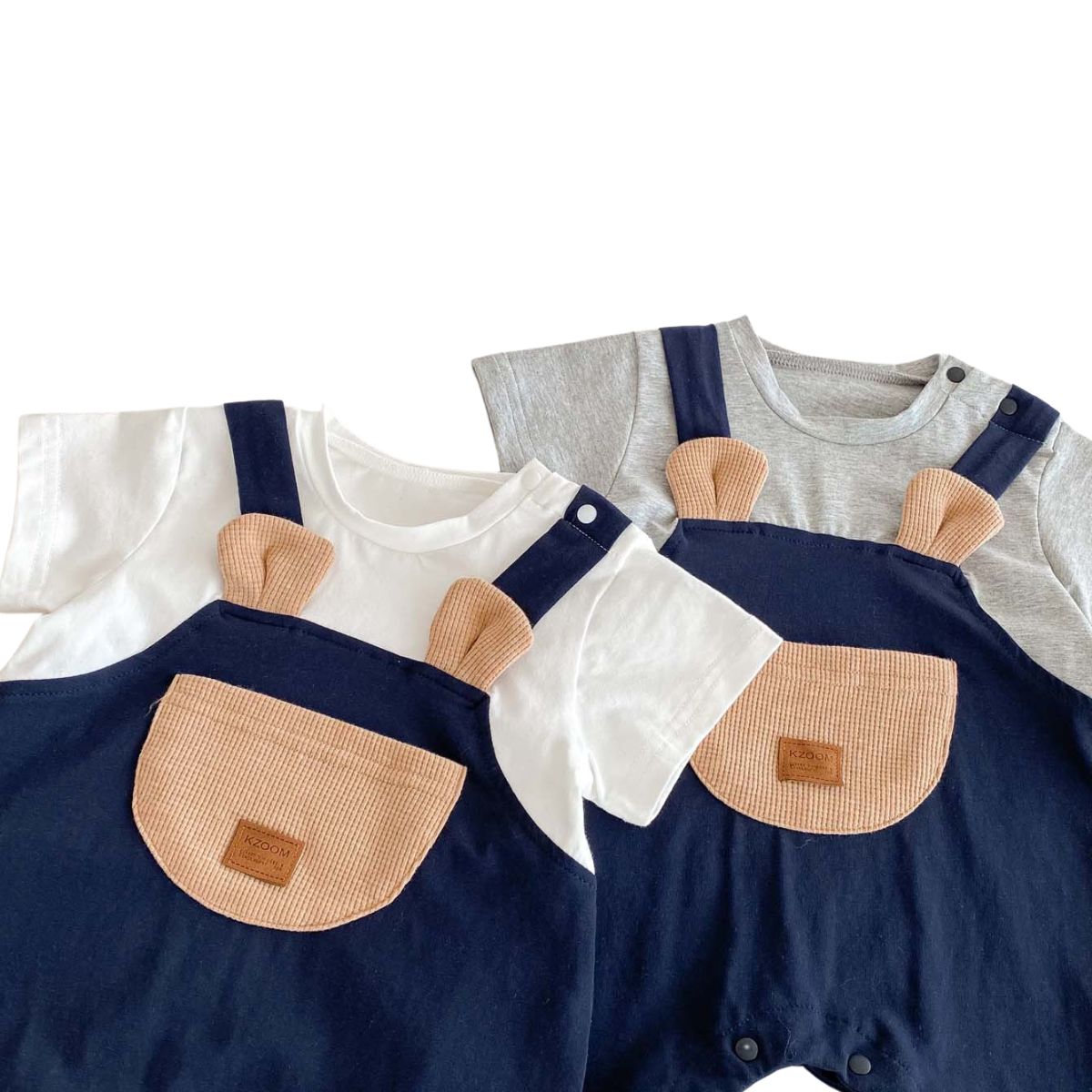 Feather & Fawn Bear Pocket Navy Romper Baby Clothes