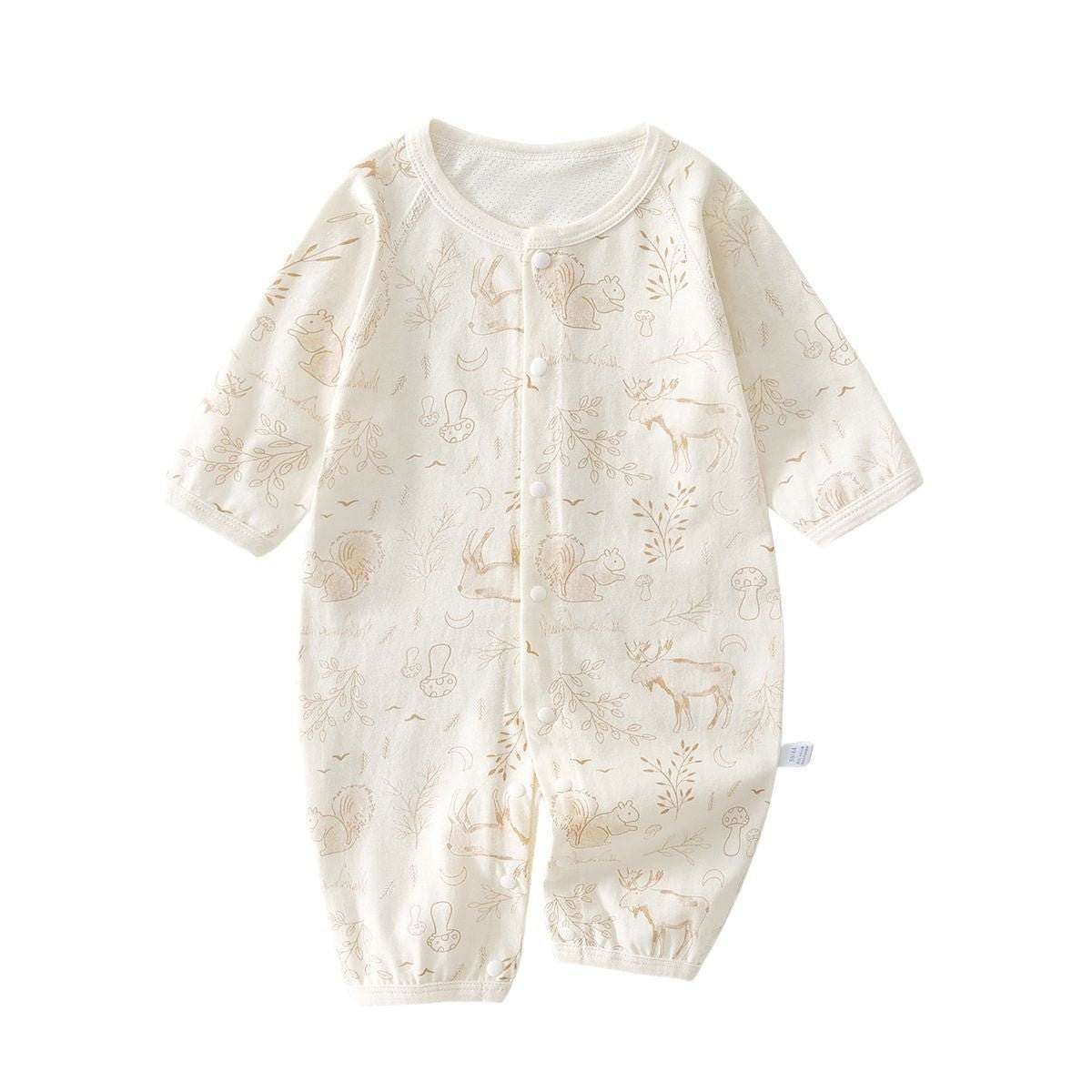 Feather & Fawn breathable cotton baby romper with full front snaps