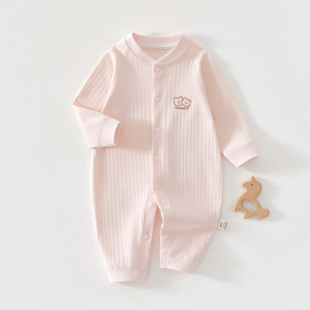 Feather & Fawn cotton baby romper with full front snaps