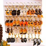 Feather & Fawn Halloween Alloy Earrings | Random Spooky Pair (Pumpkin, Bat, Ghost & Cat Designs) Halloween