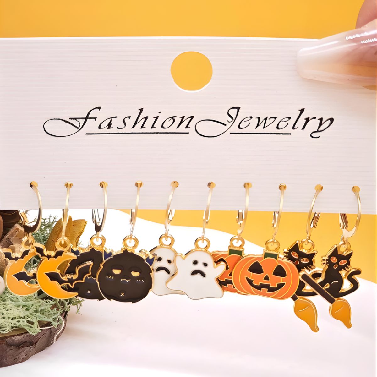 Feather & Fawn Halloween Alloy Earrings | Random Spooky Pair (Pumpkin, Bat, Ghost & Cat Designs) Halloween