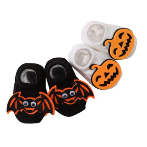 Feather & Fawn Halloween Baby Socks | Pumpkin or Bat Design (0 - 6 Months) Halloween