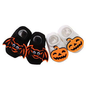 Feather & Fawn Halloween Baby Socks | Pumpkin or Bat Design (0 - 6 Months) Halloween
