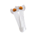 Feather & Fawn Halloween Bow Knee - High Socks | Pumpkin or Skull Design Halloween