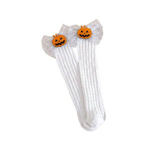 Feather & Fawn Halloween Bow Knee - High Socks | Pumpkin or Skull Design Halloween