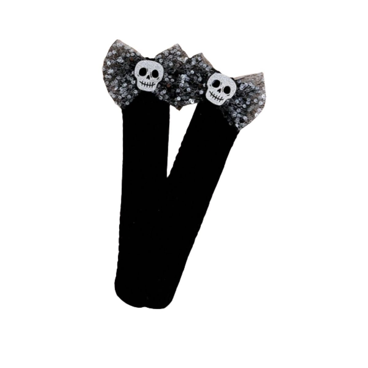 Feather & Fawn Halloween Bow Knee - High Socks | Pumpkin or Skull Design Halloween