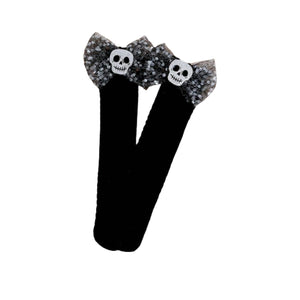 Feather & Fawn Halloween Bow Knee - High Socks | Pumpkin or Skull Design Halloween