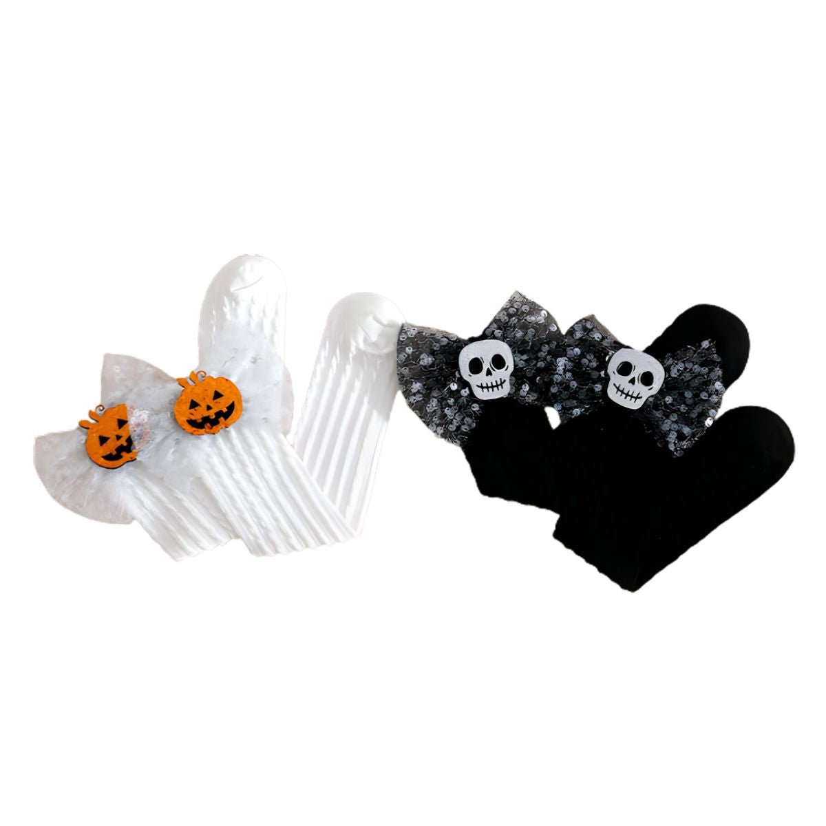 Feather & Fawn Halloween Bow Knee - High Socks | Pumpkin or Skull Design Halloween