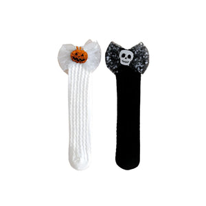 Feather & Fawn Halloween Bow Knee - High Socks | Pumpkin or Skull Design Halloween