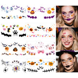 Feather & Fawn Halloween Face Decorative Stickers | 8 Sheets Waterproof Set Halloween