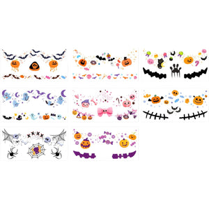 Feather & Fawn Halloween Face Decorative Stickers | 8 Sheets Waterproof Set Halloween